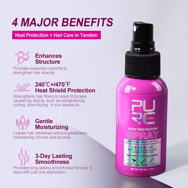 Hair Care Heat Protectant - Spray termoosłonowy PURC z olejem kokosowym,